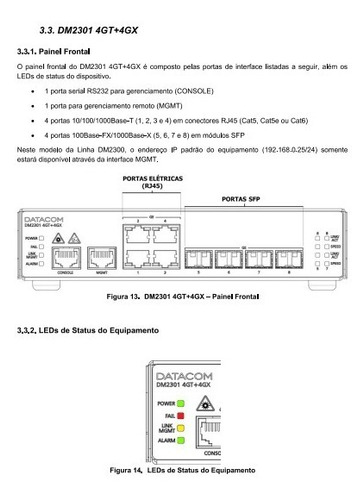 Switch Datacom Dm 2301 - 4gt+4gx+8e1 C/ 4 Gbic(sfp)