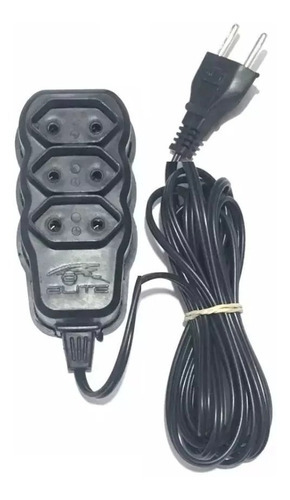 Extensão Elétrica 3 Metros Bivolt 3 Tomadas Multiuso 10a Cor Preto 127V/220V