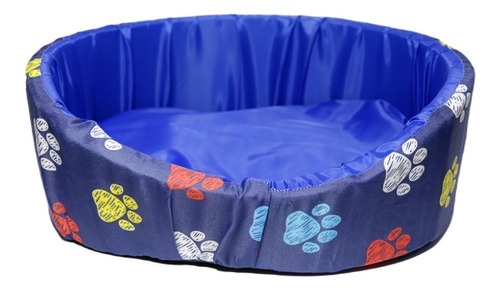 Caminha Pet Europa Nylon Acolchoada Nº 5 Ld Pet Cor Azul Com Patas Coloridas