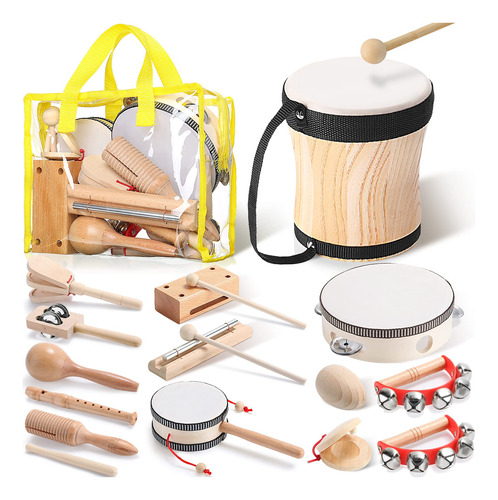 Juego De Instrumentos Musicales De Madera Natural, Juguetes