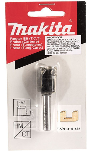 Fresa Recta-2 Canales 1/4  X  5/8  Makita D01432