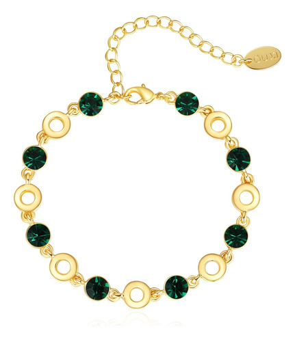 Pulsera De Oro Cristal De Esmeralda Mujer, Pulsera De T...