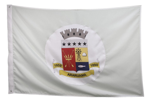 Bandeira 3 Panos ( 1,92x1,35) Araruama Branca Myflag Do 192cm X 135cm