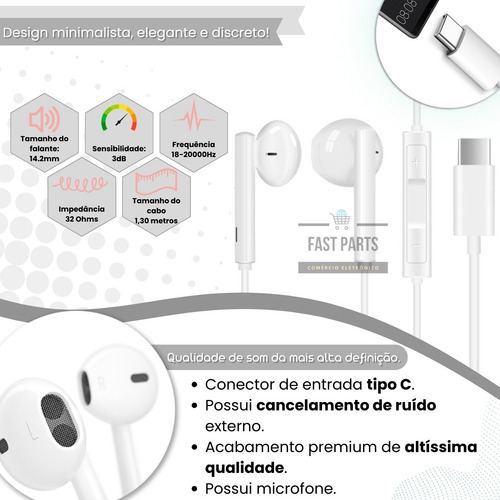 Fone De Ouvido Para Samsung Tipo C Adaptador Toda Linha A 5g
