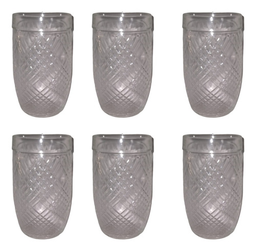 Set X 6 Vasos Labrado Vidrio Grueso 11,5 Cm Altura 300ml
