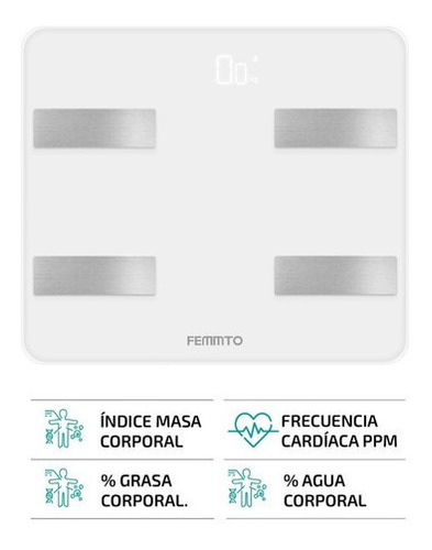 Imagen 2 de 7 de Balanza Digital Para Personas Femmto B04 Bluetooth Corporal Blanco
