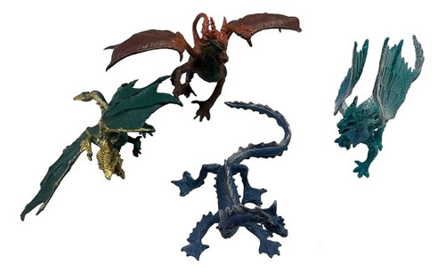 Set De 4 Dragones 15 Cm