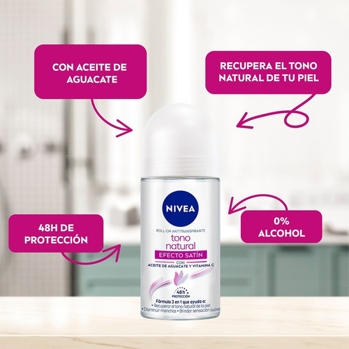 Antitranspirante En Roll On Nivea Aclarado Efecto Satín 50ml