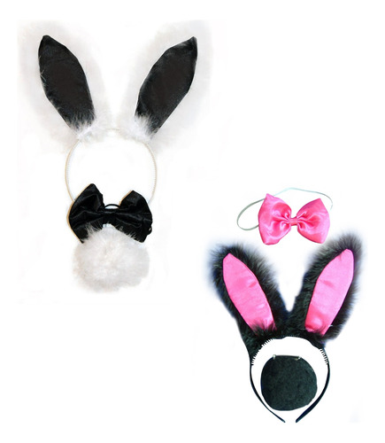 Diadema Con Forma De Oreja De Conejo, Cola Y Pajarita Para H
