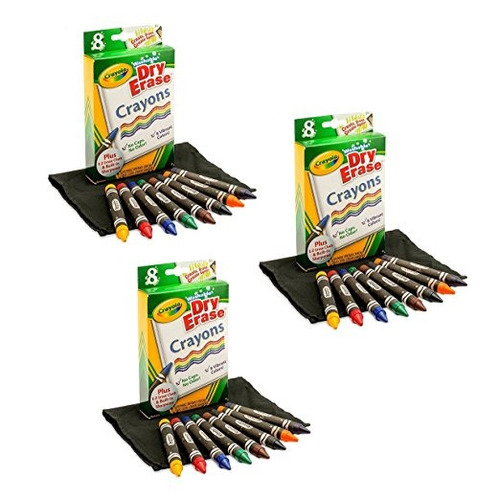 3 Pack De 8 Crayola Crayons De Borrado En Seco En Un Paquete