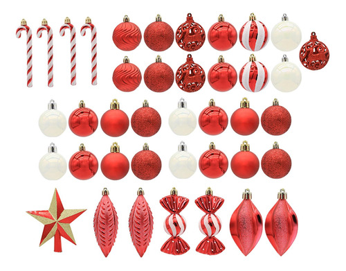 Juego De 40 Adornos De Bolas De Navidad, Adornos Rojo