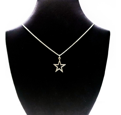 Collar Cadena Plata 925 Con Dije De Estrella Pulido Macizo