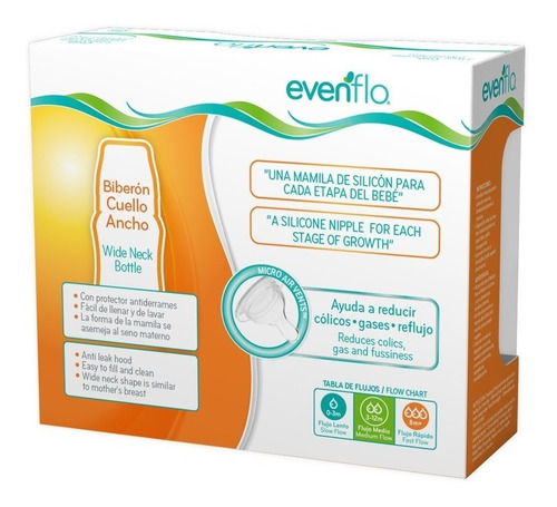 Paq 3 Biberones Evenflo 1121 270ml/9oz 3-12m Cuello Ancho