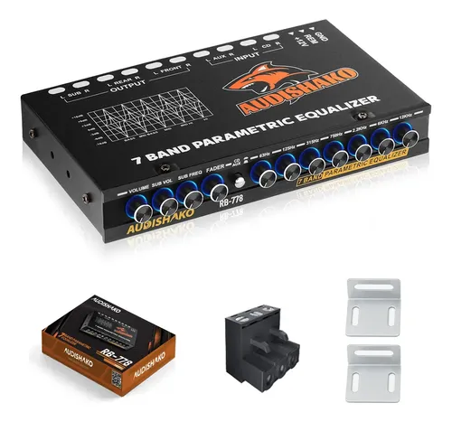 Ecualizador 7 Bandas Para Auto Audishako RB-778, Prosesador Audio Control De Graves, Medios, Agudos Y Subwoofer Con 6 Salidas RCA 4 Entradas RCA Aux/cd