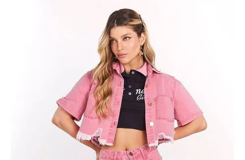 Jaqueta jeans rosa 2025
