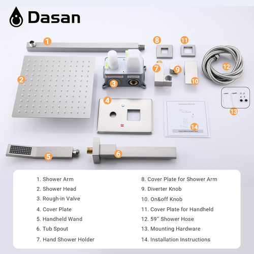 Da-ss03bn-s10w - Juego Completo De Grifos De Ducha De Bañera