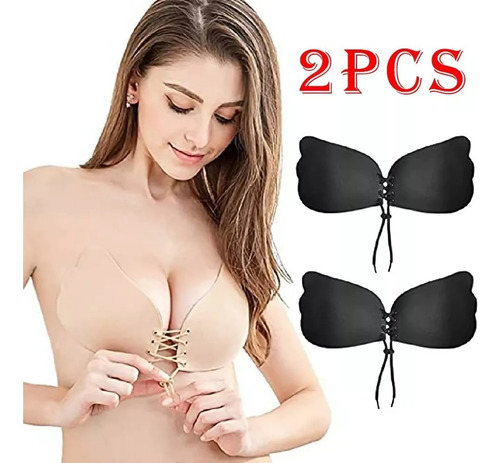 ` 2p Bra Nubra Brasier Strapless Push Up Invisible Sin