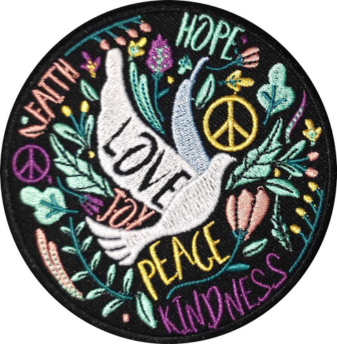 Parche Colorido De Peace Love Patch - Iron On/sew On - ...