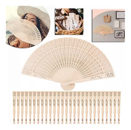 comprar 50 Abanicos De Madera Plegables Y Económico Recuerdo De Boda Color Color de madera