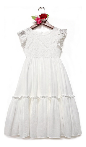 Vestido Para Menina Adolescente Roupas, Branco Vestido Longo