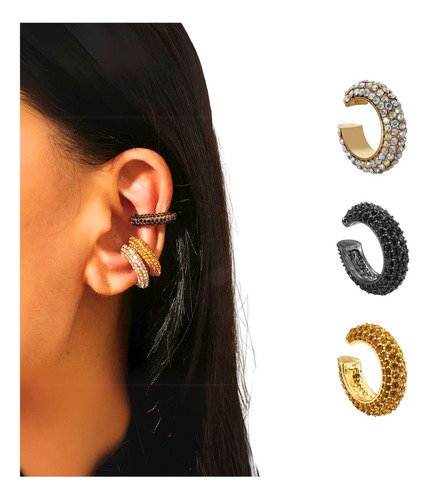 Aretes Ear Cuff Mujer Hombre Ajustable Sin Perforación Maxi