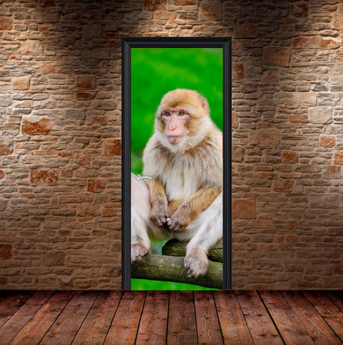 Vinilo Para Puerta Mono Monkey Animal Naturaleza Simio M1