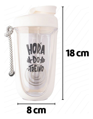 Coqueteleira Shaker Squeeze Com Esfera Treino Academia 550ml Cor Branca