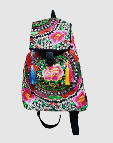 Mochila Con Bordado Multicolor