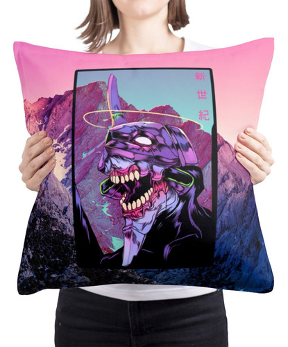 Cojin Almohada Evangelion Eva 01 Anime Diseño Unico 45x45cm 