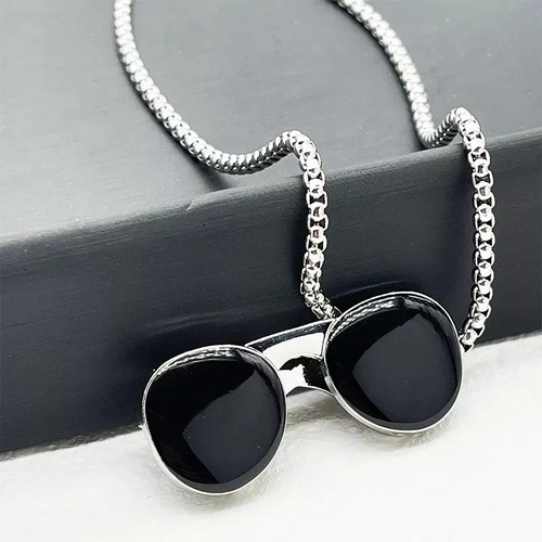 Collar Cadena Dije Lentes Gafas Acero Inoxidable Caballero