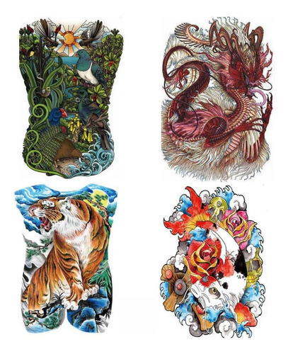 Leadigol Adesivos De Tatuagem Com Costas Completas, Tatuagem