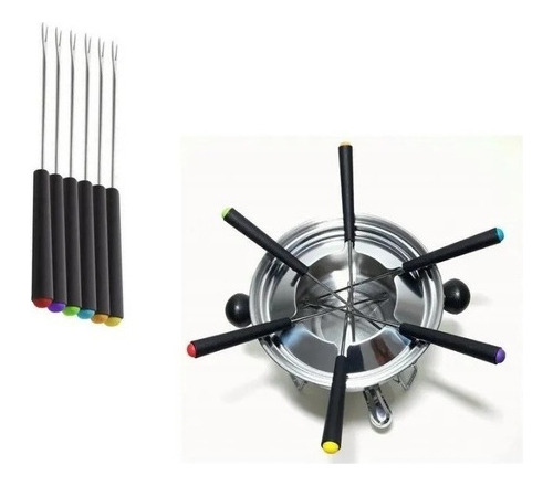 Aparelho De Fondue 10 Peças De Aço Kit Inox 1 Ate 6 Pessoas