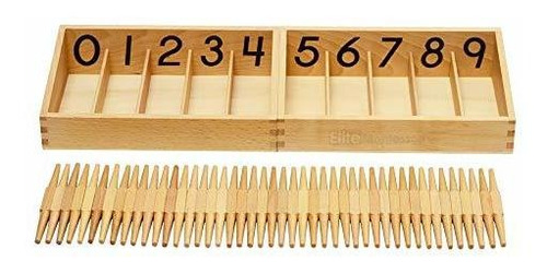 Caja Montessori De Husillos Numerados Con 45 Spindles