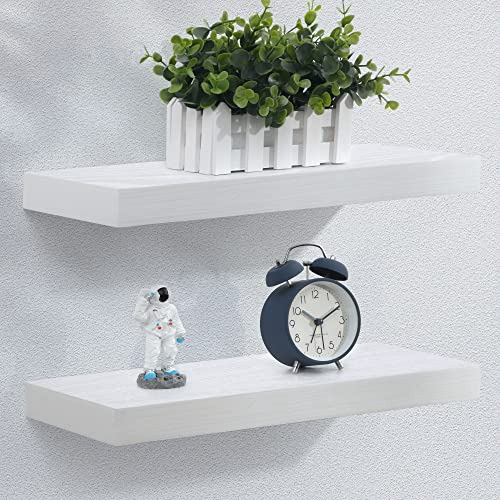 Estantes Flotantes - Estante De Pared Blanco Rústico De 2 -