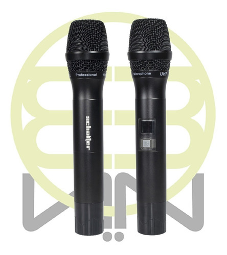 Schalter Sistema Profesional 2 Microfonos Inalambricos Uhf Color Negro