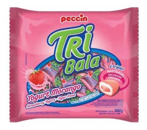 Bala Recheada Tri Bala Pacote 500g Peccin - Atacado Sabores Tri Bala Yogurt 500g