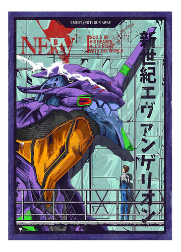 Póster Afiche Full Color Anime Evangelion Blue Robot