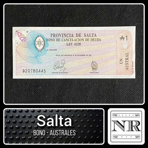 Argentina | Salta - 1 Austral - Año 1987 - Ec. #55 - Bono