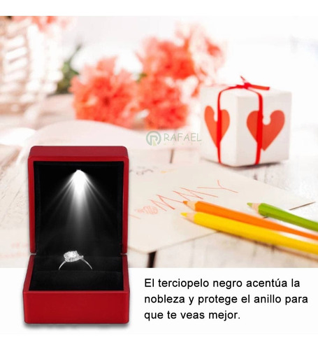 Imagen 3 de 7 de Caja Estuche Para Anillo De Compromiso Con Luz Led