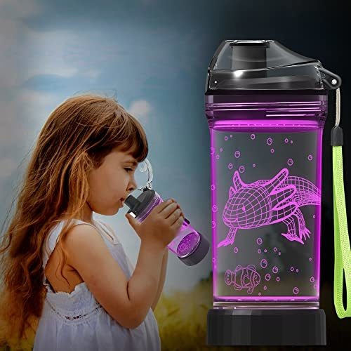 Botella De Agua Axolotl Para Niños Con Luz Led Brillante En