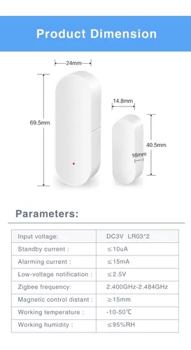 Sensor de Puerta Ventana Wifi Vhome Con Detector de Vibracion Compatible  con Alexa Google