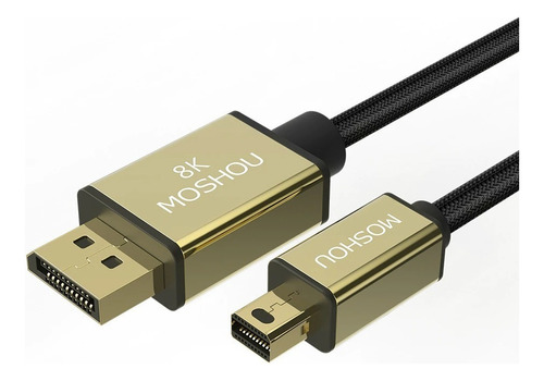 Cabo Moshou Gold Mini Displayport X Dp V1.4 8k 2 Metros Cor Preto