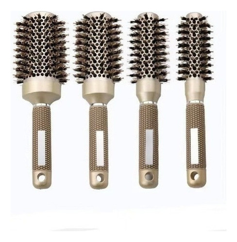 Kit Escova Cerdas De Javali Nano Cerâmica Professional 4 Pcs