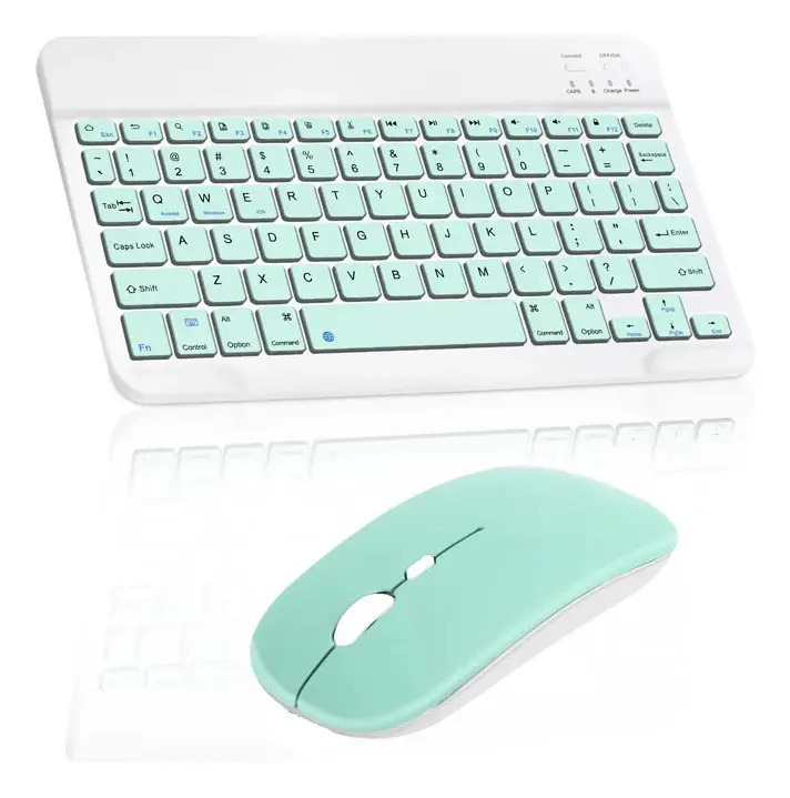 Kit Teclado + Mouse Bluetooth VERDE CLARO - Combo Notebook Celular Tablet Intco