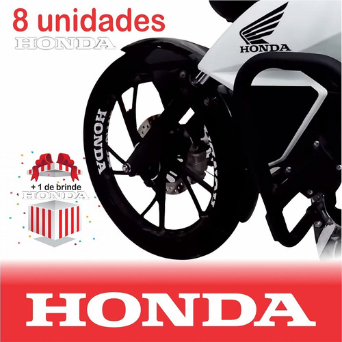 Kit Com 9 Adesivos Grandes Honda Roda De Liga Leve 28x3,5 Cm