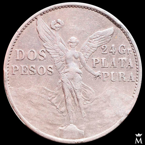 Mg* Mexico 2 Pesos 1921 Moneda Grande De Plata