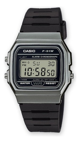 Casio F91w-1 Reloj Deportivo Digital Con Correa De Resina Color de la correa Negro Color del bisel Gris Color del fondo Blanco