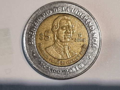 Moneda Conmemorativa $ 5 Fco Primo De Verdad (bicentenario)