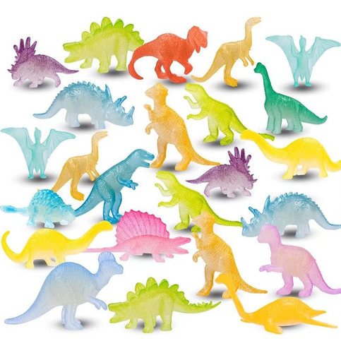 Mini Juguetes De Dinosaurios, 48 Piezas Que Brillan En La Os