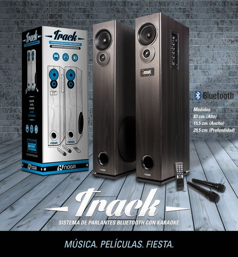 Parlante Noga Track Bt 2 Microfonos Inalambricos Karaoke